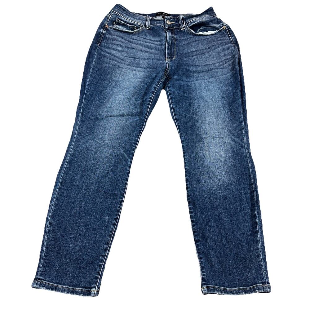 Judy Blue Boyfriend Fit Jeans Womens 14W Dark Wash Mid Rise Stretch
